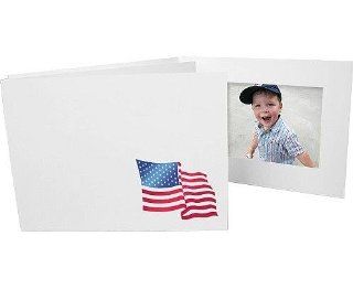 Foil American Flag on white cardboard photo folder Our price is for 50 pcs   4x6  Photo Presentation Portfolios  Camera & Photo