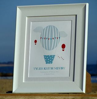 'hot air balloon' new baby personalised print by little van goghs
