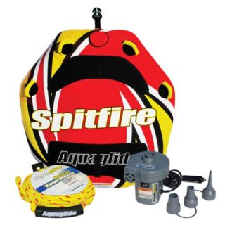 Aquaglide Spitfire Two Rider Towable Tube Package with 12V Air Pump and Tow Rope 38303