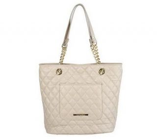 Isaac Mizrahi Live Quilted Leather Tote with Chain Detail —