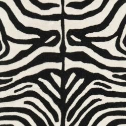 Handmade Soho Zebra Print Ivory/ Black N. Z. Wool Rug (2'6 x 8') Safavieh Runner Rugs