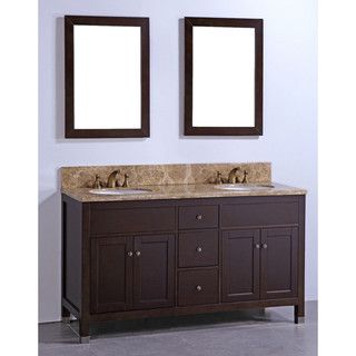 Marble Top 60 inch Double sink Matching Dual Mirrors Bathroom Vanity Bath Vanities