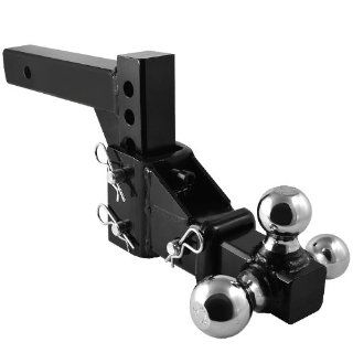 3 Ball Adjustable Vertical Travel Solid 2" Shank Swivel Tri Ball Tow Hitch Mount
