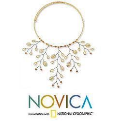 Stainless Steel 'Tree of Life' Citrine Necklace (Thailand) Novica Necklaces
