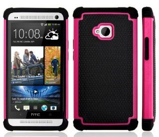 HTC One M7 Smart Bumper Skin Guard Ballistic Hard Case Cover w/ Screen Protector (pink) Cell Phones & Accessories