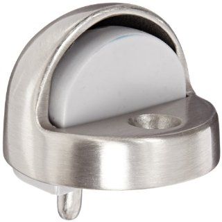 Rockwood 442.15 Brass Floor Mount High Dome Stop, #12 X 1 1/2" FH WS Fastener with Plastic Anchor, 1 7/8" Base Diameter x 1/2" Base Length, Satin Nickel Plated Clear Coated Finish Industrial Hardware