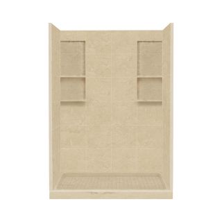 Style Selections 83 in H x 60 in W x 32 in L Almond Sky Solid Surface Wall 4 Piece Alcove Shower Kit