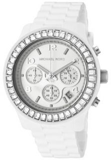 Michael Kors MK5396  Watches,Womens Chronograph White Swarovski Crystal White Dial White Silicon, Chronograph Michael Kors Quartz Watches