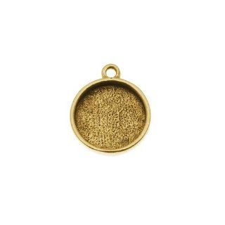 Patera Antique Gold Plated Pewter Circle Collage Pendant 1/2 Inch 39066