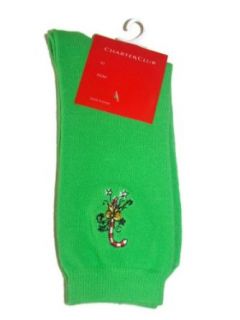 Charter Club Womens Novelty Holiday Candy Cane Christmas Socks, Crew Length (Green) Clothing