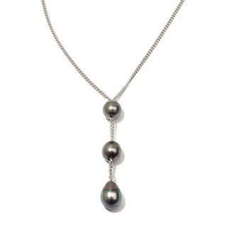 Tara Pearls 9 10mm Cultured Tahitian Pearl Sterling Silver 18" Drop Necklace