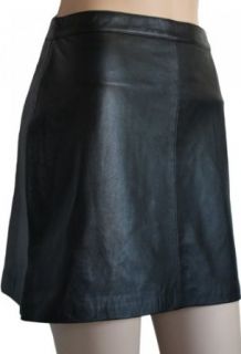 Trendy Mini Skirt real sheepskin Lamb Nappa leather black, Size42 Clothing