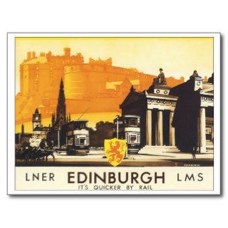 Edinburgh Vintage Travel Poster Post Cards