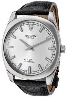 Rolex 4243 9 SS  Watches,Mens Cellini Danaos Mechanical Silver Dial Black Genuine Leather, Luxury Rolex Mechanical Watches