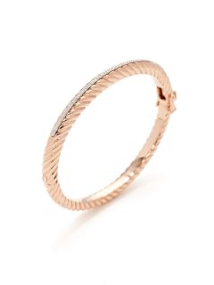 Rose Gold & Diamond Twisted Bangle Bracelet by Mary Louise Designs