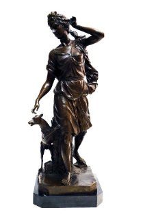 Bronze Diana the Huntress with Hunting Dog Sculpture   Statues