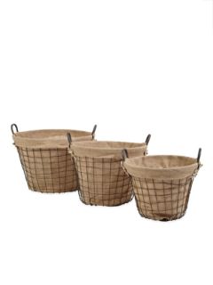 Large Round Metal School House Basket  (Set of 3) by Acacia Home