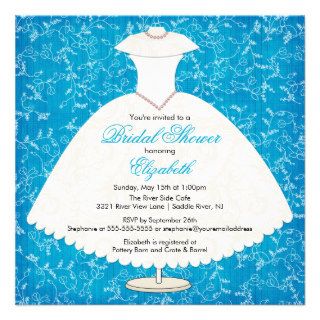 Bridal Shower Invitation Gown Turquoise Floral