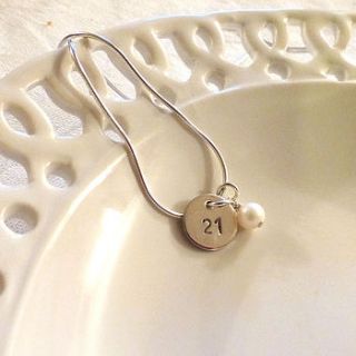 silver number disc with pearl necklace by lime tree design