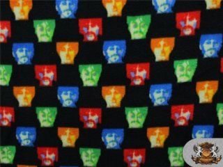 Fleece Fabric Printed ^THE BEATLES BLACK^ 58" Wide Sold By the Yard FED 011