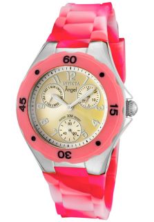 Invicta 1495 CHAMP  Watches,Womens Angel Champagne Dial Multi Pink Silicone, Casual Invicta Quartz Watches