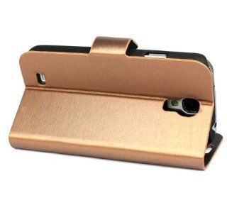 Golden Brushed Leather Back Case Cover Skin Stand for Samsung Galaxy S4 Iv I9500 Cell Phones & Accessories