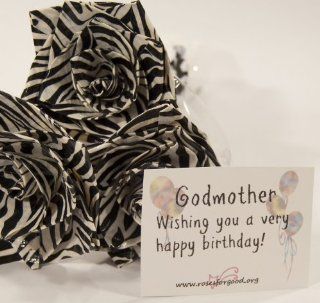 Godmother Birthday Gift   Zebra Print Duct Tape Flower Rose Bouquet  Artificial Flowers  