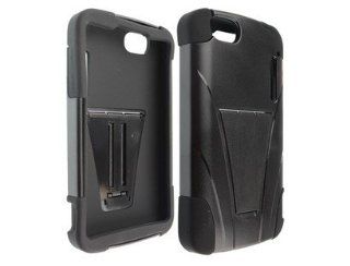 Hybrid Phone Cover Case Black with Built In Kickstand for Alcatel One Touch Ultra 960C Cell Phones & Accessories