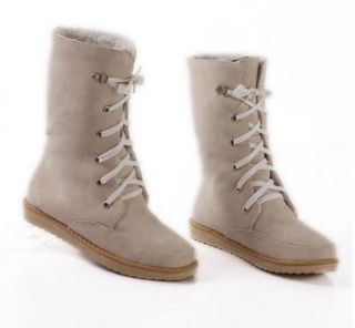 Winter Warm Boots, Woman's Snow Bots Shoes For Women Motorcycle Boots� Beige Color Size 6 (Length 23.5cm) Equestrian Boots Shoes