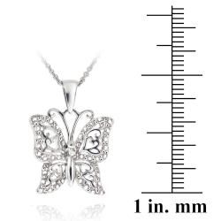 DB Designs Sterling Silver Diamond Accent Filigree Butterfly Necklace DB Designs Diamond Necklaces
