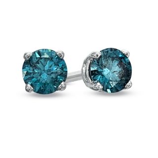 CT. T.W. Enhanced Blue Diamond Solitaire Stud Earrings in 10K