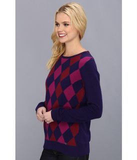 Fred Perry Crew Neck Harlequin Sweater Peacock