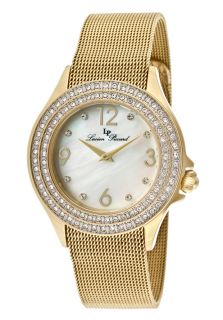 Lucien Piccard 11674 YG 22MOP  Watches,Womens Balmhorn White Austrian Crystal White MOP Dial Mesh Gold Tone IP Stainless Steel, Casual Lucien Piccard Quartz Watches