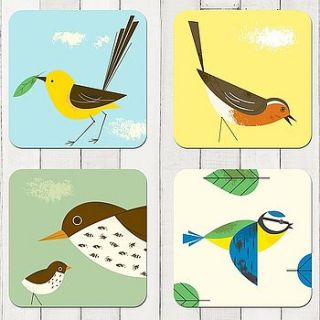 set of four birdy coasters by edition design shop