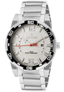 Croton CA301235SSDW  Watches,Mens Aquamatic White Textured Dial Stainless Steel, Casual Croton Quartz Watches