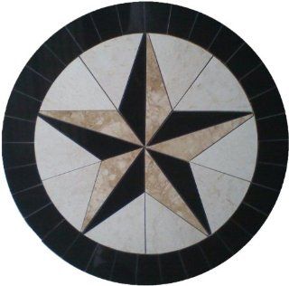 Tile Floor Medallion Marble Mosaic Texas Star Cowboys Design 32"    