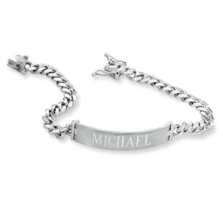 Mens ID Engraved Name Bracelet in Sterling Silver (10 Letters