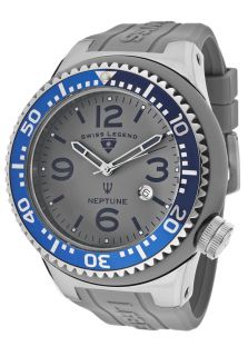 Swiss Legend 21818S B DM  Watches,Mens Neptune Grey Dial Grey Silicone, Casual Swiss Legend Quartz Watches