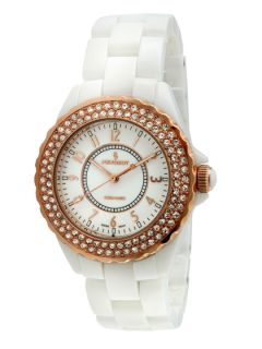 Womens White Ceramic & Rose Gold Watch by Peugeot Watches