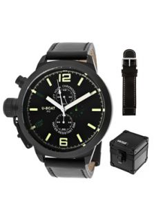U Boat 300 1  Watches,Mens Vintage Limited Edition Chronograph Black Dial Black Leather, Chronograph U Boat Quartz Watches