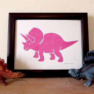 girl's room handprinted triceratops dinosaur by hello dodo