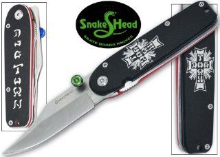 stock MC GN. 6 Inch Manual Snakehead Skateboard Knife (Mini Cross) Become the lord of Dogtown with the first ever skateboard knives These knives are inspired by the 1970's skateboard explosion that launched Stacy Perralta and Tony Alva into superstard