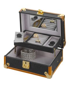 Black Saffiano Trunk Style Jewelry Box by Genevive Jewelry