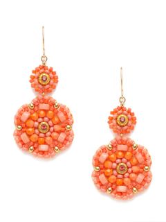Pink Shell Double Drop Earrings by Miguel Ases
