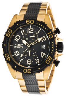 Invicta 15422  Watches,Mens Pro Diver 18k Gold Plated & Black Steel Chrono Black Dial, Diver Invicta Quartz Watches