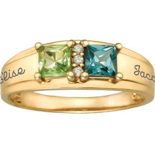 10K Gold Truelove Couples Birthstone Ring with Cubic Zirconia Accents