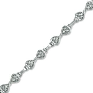 Diamond Accent Heart Link Bracelet in Sterling Silver   7.25   Zales