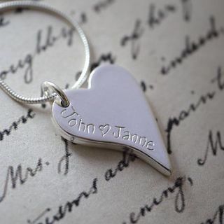 personalised silver and gold heart necklace by dizzy