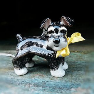 hand painted porcelain schnauzer dog necklace by bloom boutique