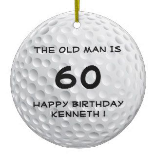 Golf Golfing Ball Funny Happy Birthday Old Man Christmas Tree Ornament